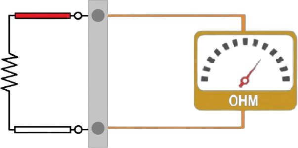 Esquema de un RTD conectado a un ohmímetro
